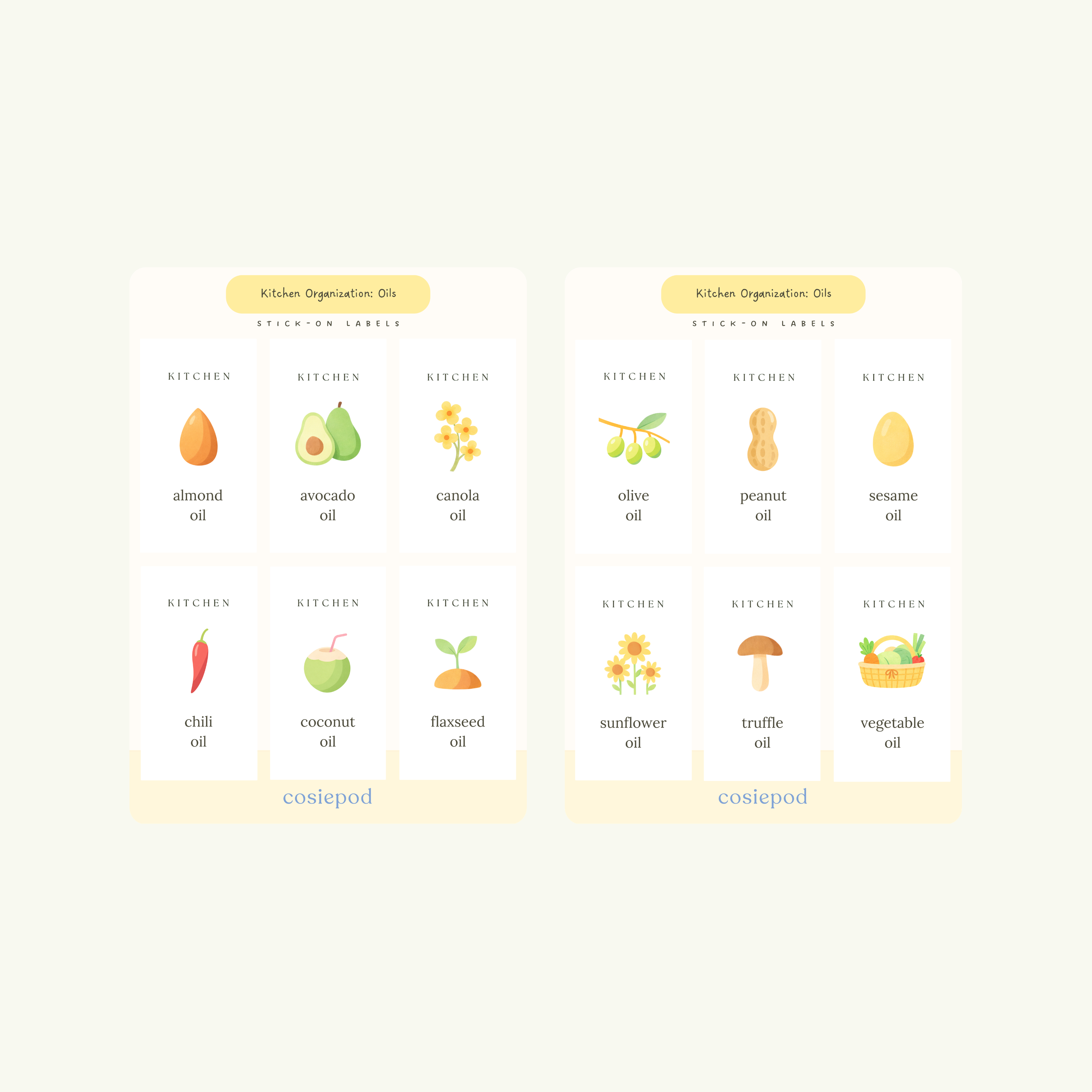 Kitchen: Oil Labels