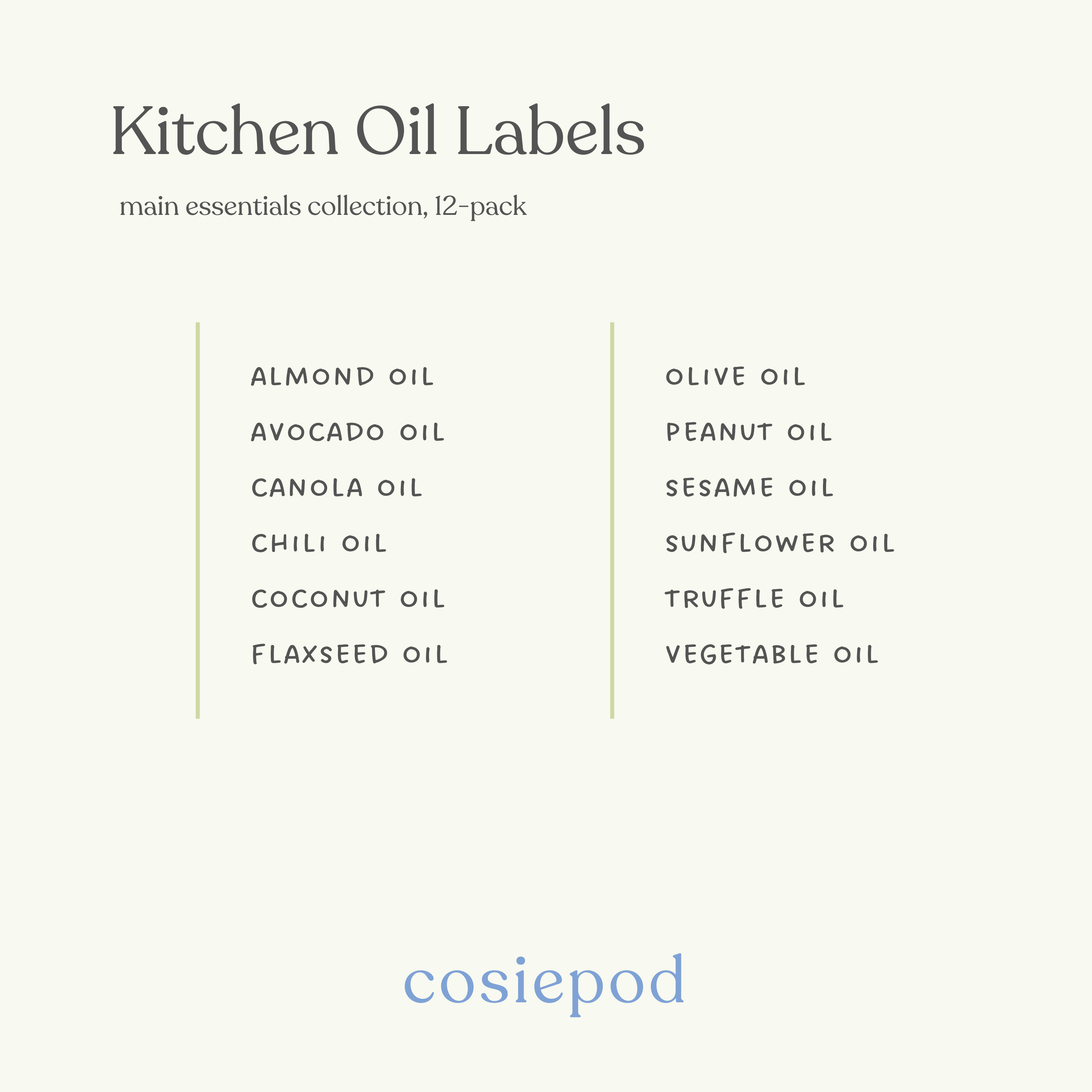 Kitchen: Oil Labels