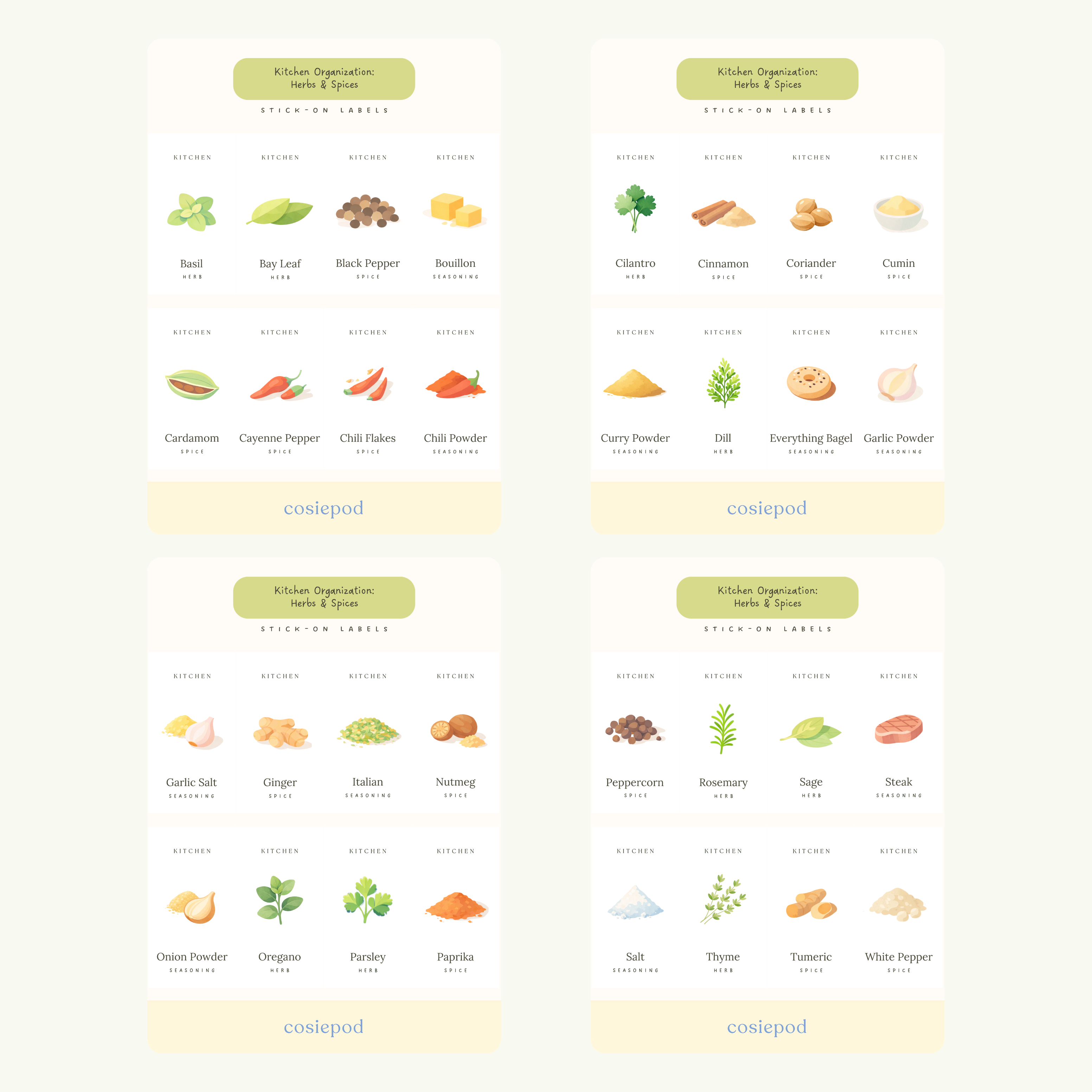 Kitchen: Herbs & Spices Labels