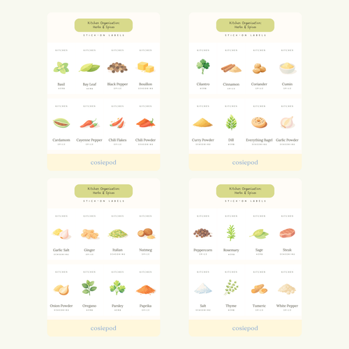 Kitchen: Herbs & Spices Labels