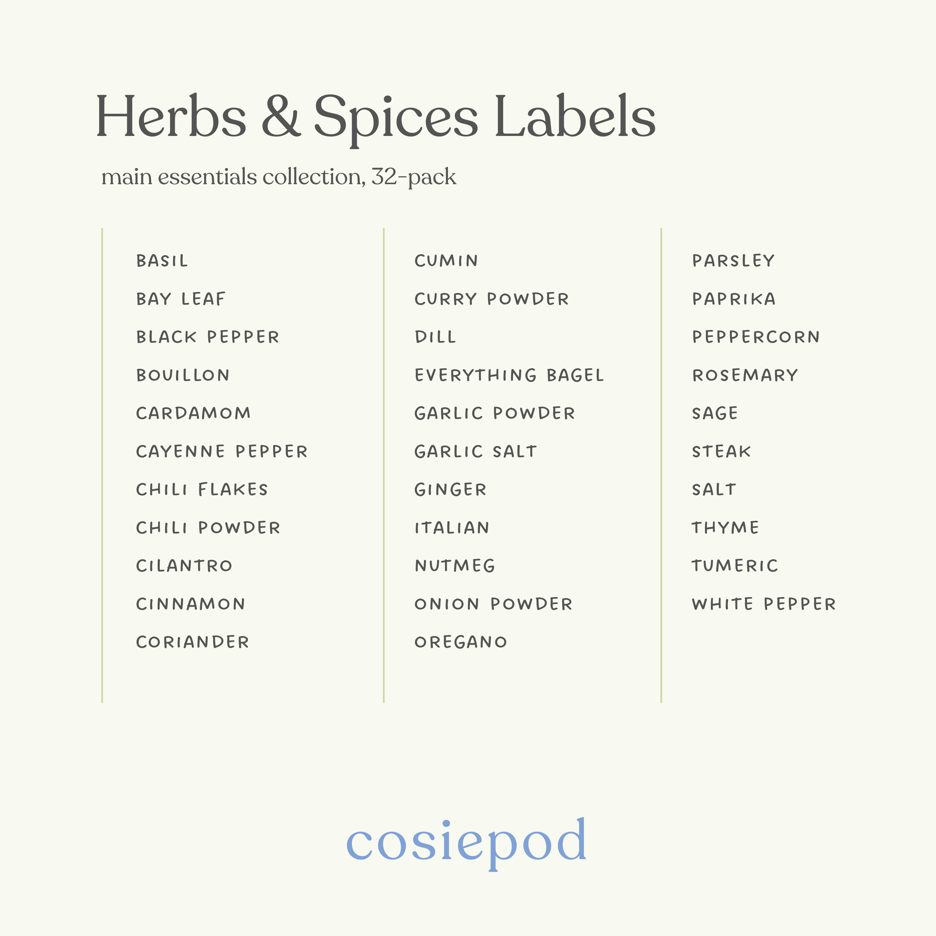 Kitchen: Herbs & Spices Labels